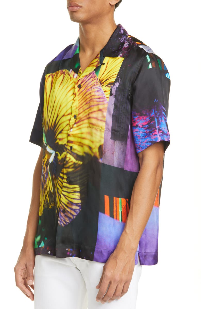 Dries Van Noten Carltone Floral Short Sleeve Button-Up Shirt, Alternate, color, 