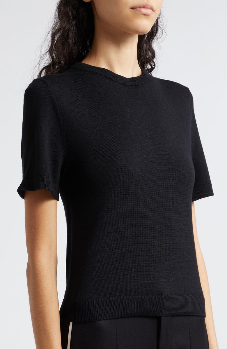 Alice + Olivia Short Sleeve Wool Sweater with Detachable Collar & Cuffs, Alternate, color,