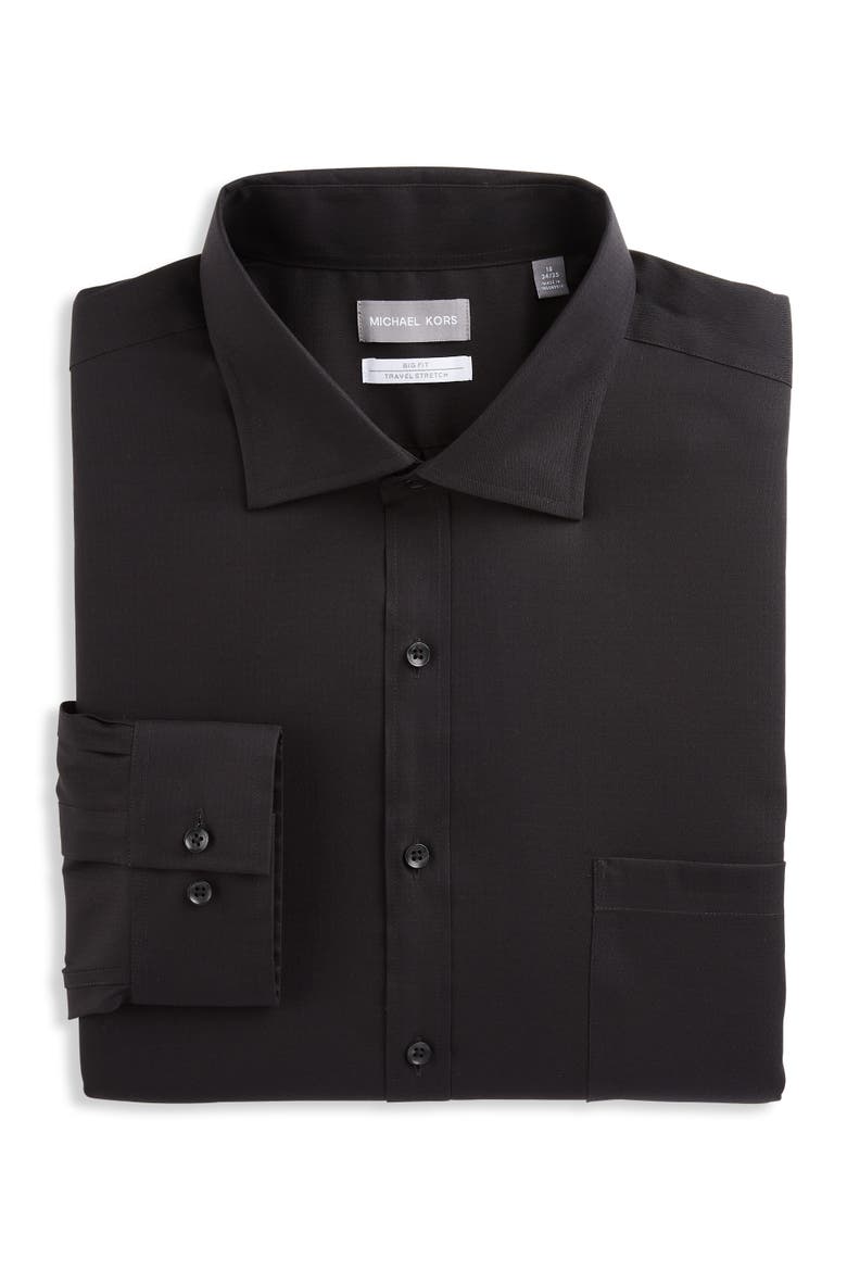 Solid Non-Iron Stretch Dress Shirt, Main, color, BLACK