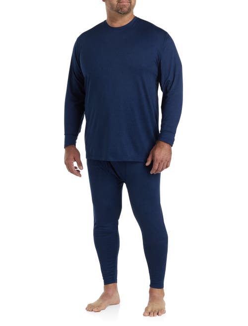 Harbor Bay By Dxl Colder Weather Level 2 Performance Thermal T-shirt In Blue Marled