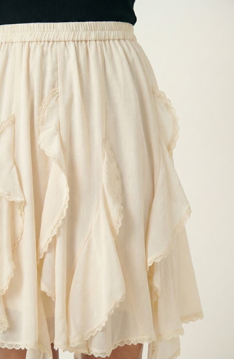 Modenaire Tiered Ruffle Mini Skirt, Alternate, color, Off-White
