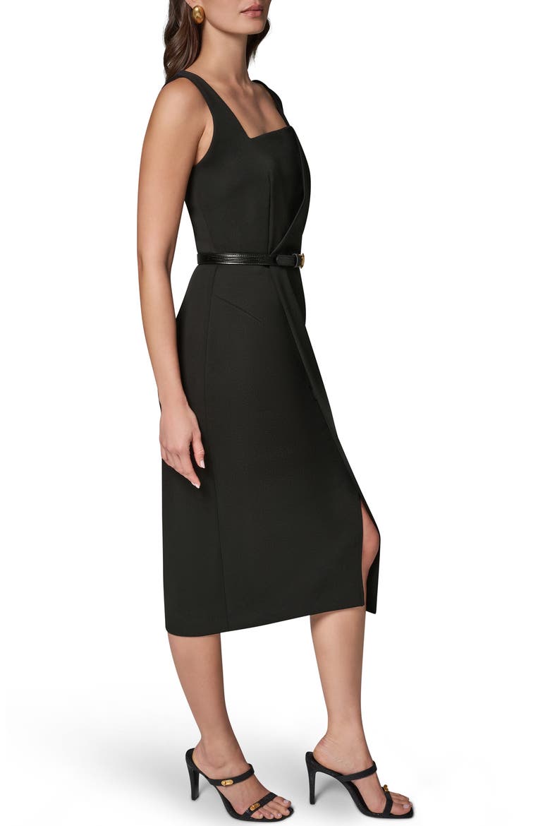 Faux Wrap Sheath Dress, Alternate, color, BLACK