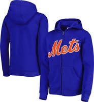 Outerstuff Youth Royal New York Mets Wordmark Full-Zip Fleece Hoodie