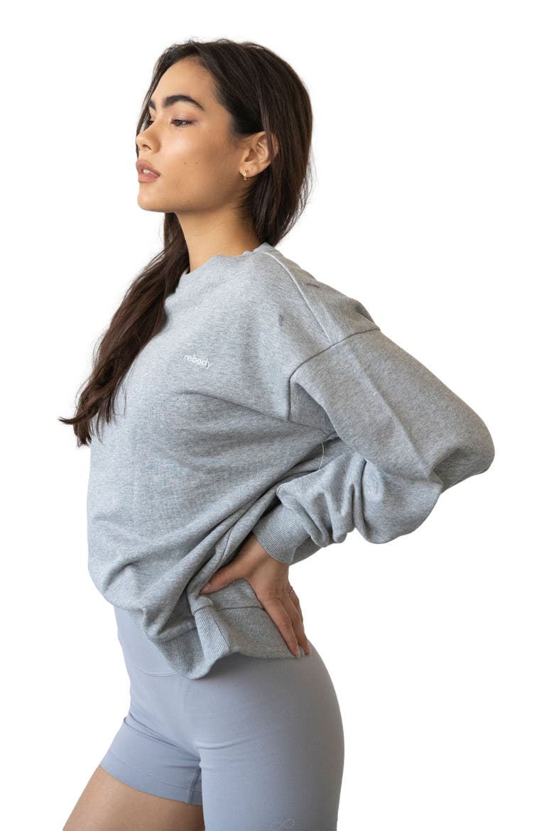 Rebody Lifestyle Sweatshirt, Alternate, color, Heather Grey/White