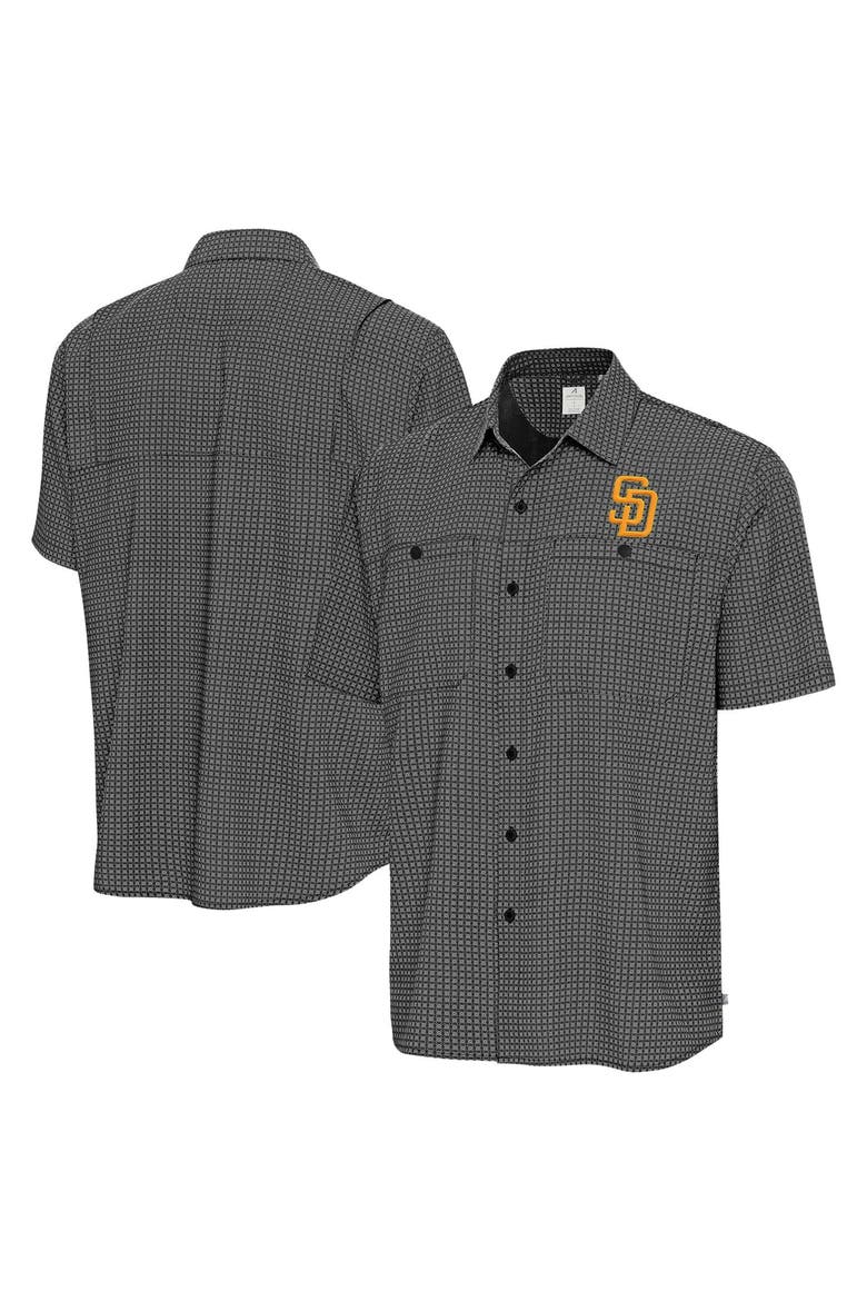 Men's Antigua Black San Diego Padres Mosaic Button-Up Shirt, Main, color, Black