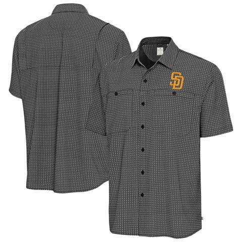 Men's Antigua Black San Diego Padres Mosaic Button-Up Shirt