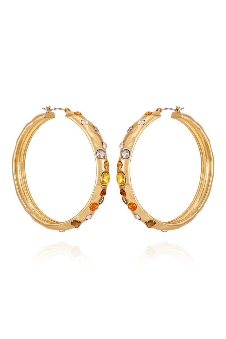 Crystal Hoop Earrings, Main, color, GOLD TONE