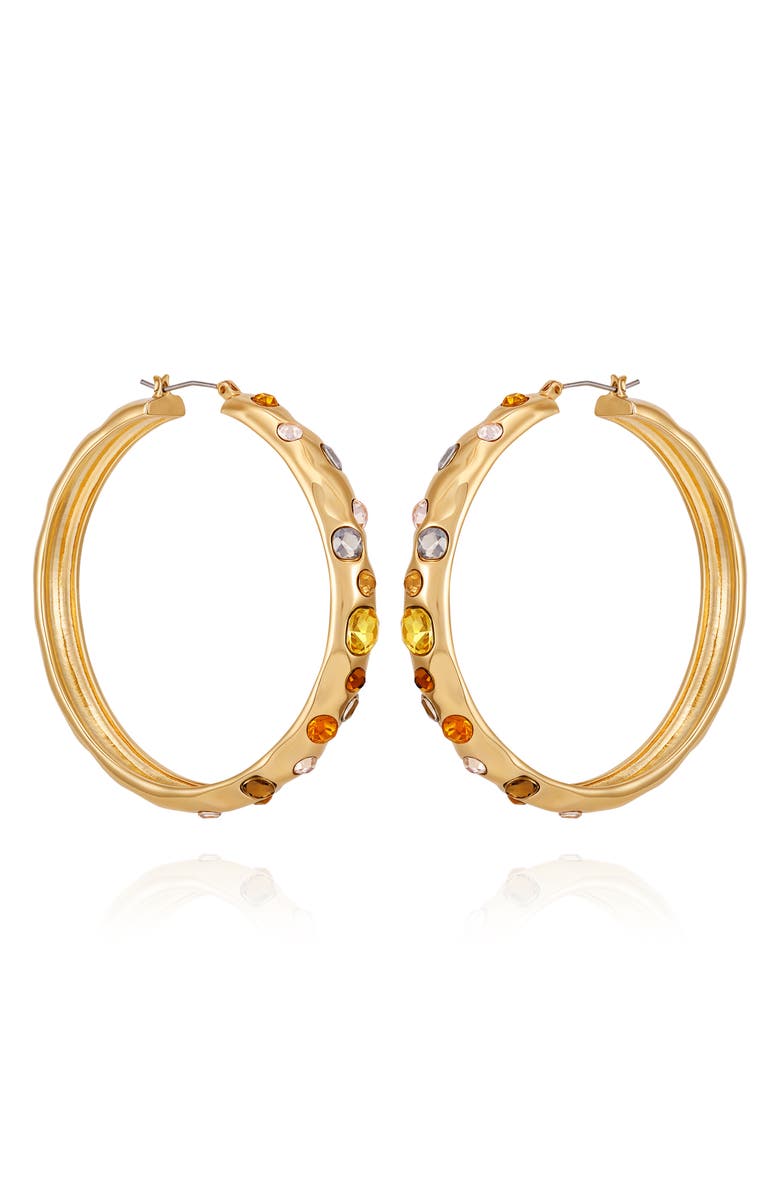 GUESS Crystal Hoop Earrings, Main, color, Gold Tone