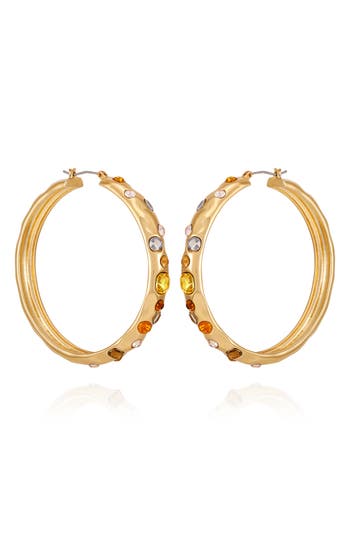 Guess Crystal Hoop Earrings In Gold