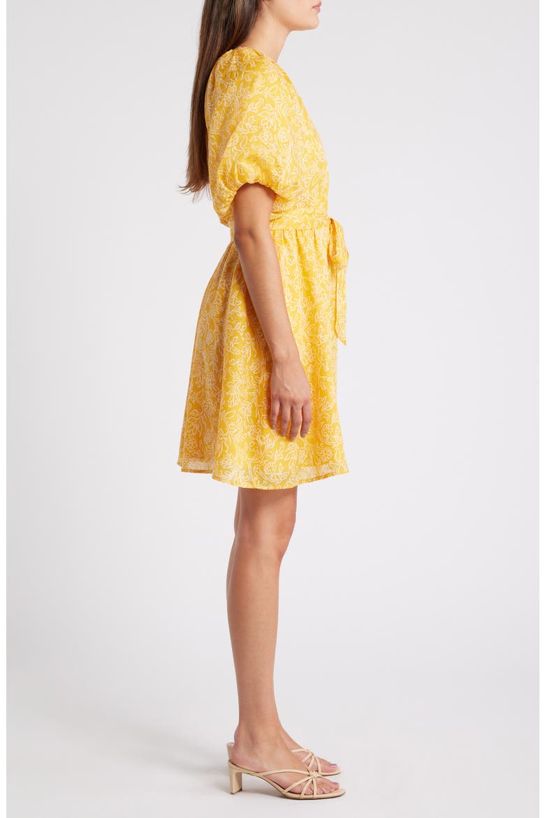 Veranda Vines Print Tie Waist Dress, Alternate, color, CANNA LILY