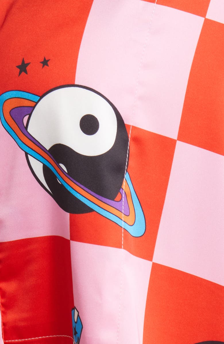 Dressed in Lala Oversize Button-Up Satin Shirt & High Waist Pants Set, Alternate, color,