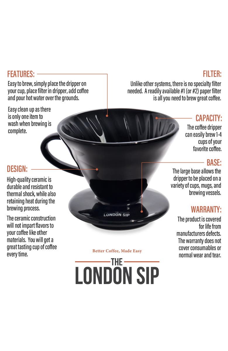 London Sip Ceramic Coffee Dripper, Alternate, color, 1-4 Cup
