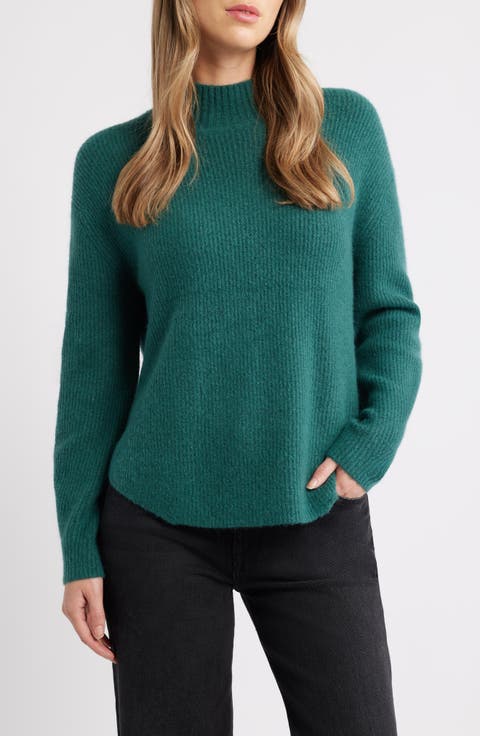Shirttail Mock Neck Sweater