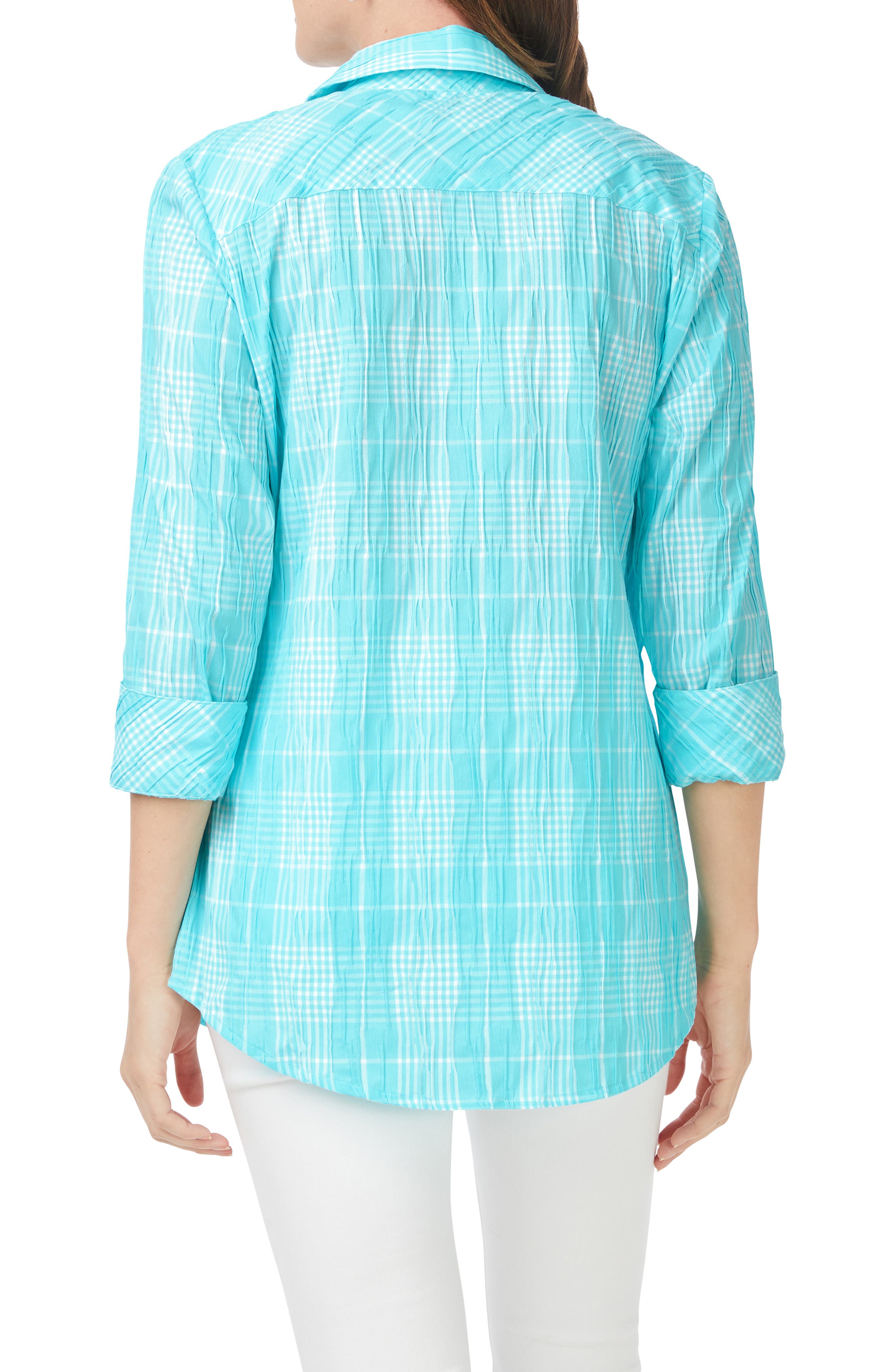 Faith Beach Plaid Button-Up Tunic Shirt - image 2