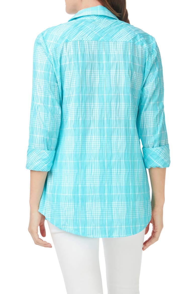 Faith Beach Plaid Button-Up Tunic Shirt, Alternate, color, OCEANSIDE