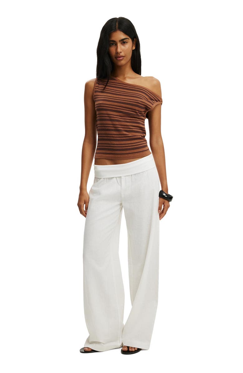 Cotton On Women's S/Less Off Shoulder Knit, Alternate, color, Neutral Stripe