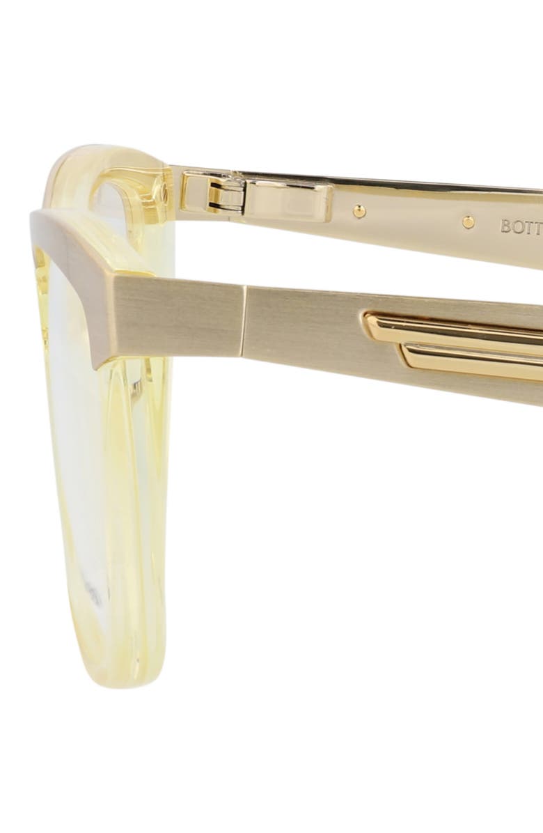 Bottega Veneta 57mm Rectangular Optical Glasses, Alternate, color, Gold Gold Transparent