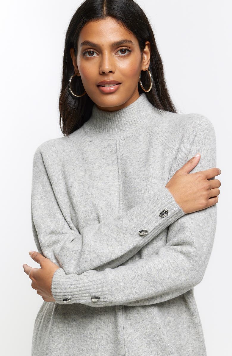 River Island Long Sleeve Mock Neck Sweater Dress, Alternate, color,