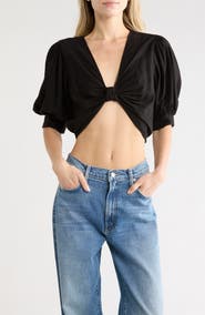 Young, Fabulous & Broke Miranda Linen Blend Crop Top