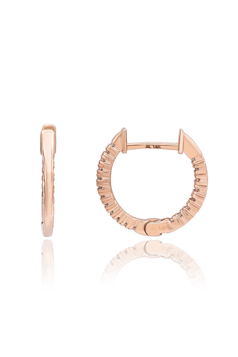14K Gold 1/2cttw Inside-Out Diamond Huggie Earrings, Alternate, color, Rose Gold