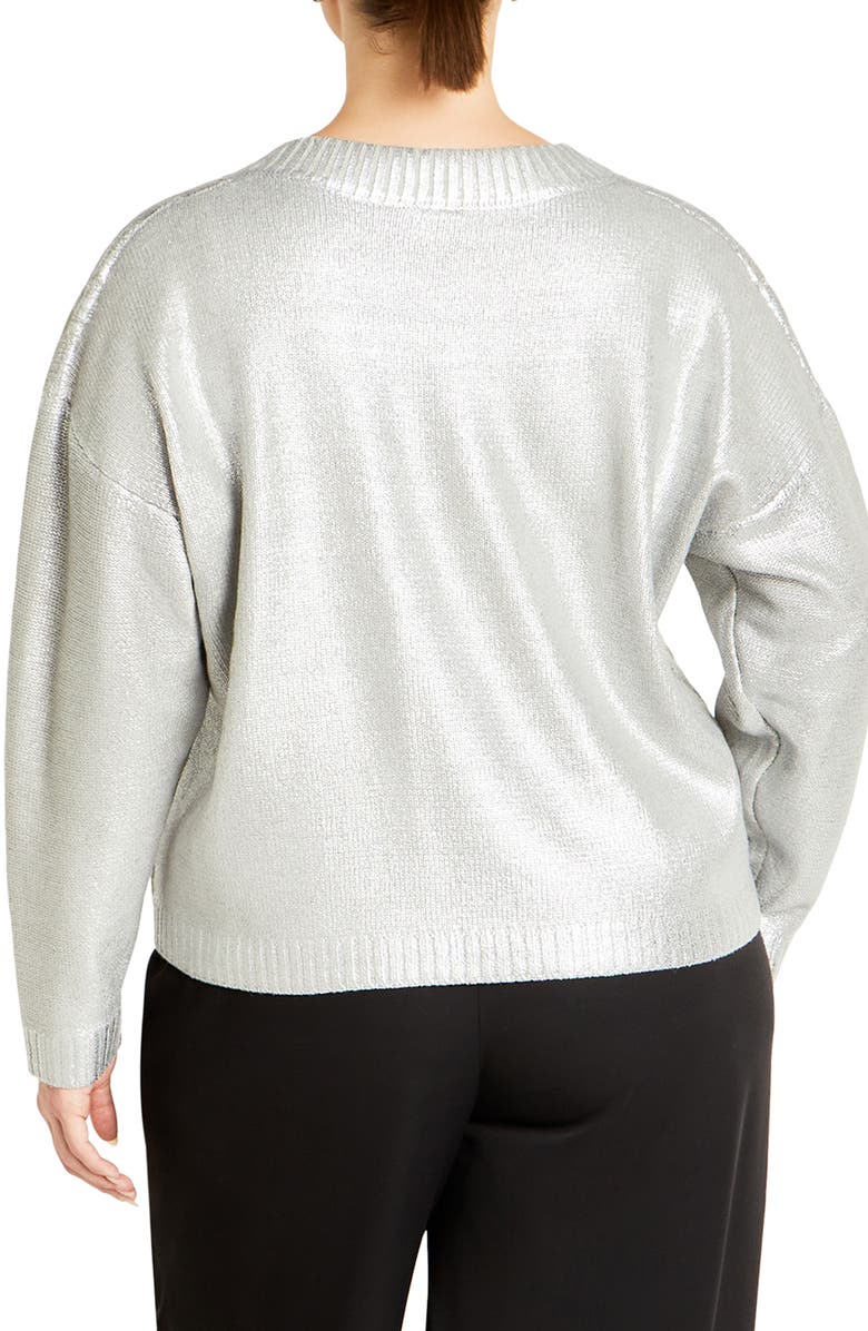 City Chic Iliana Metallic Cable Stitch Sweater, Alternate, color, 