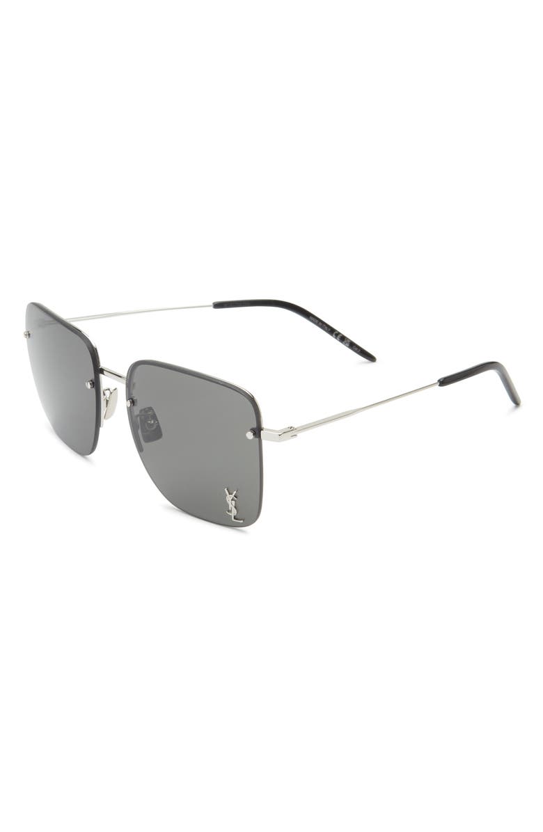 Saint Laurent <p>Square Sunglasses</p>, Alternate, color, Silver Silver Grey
