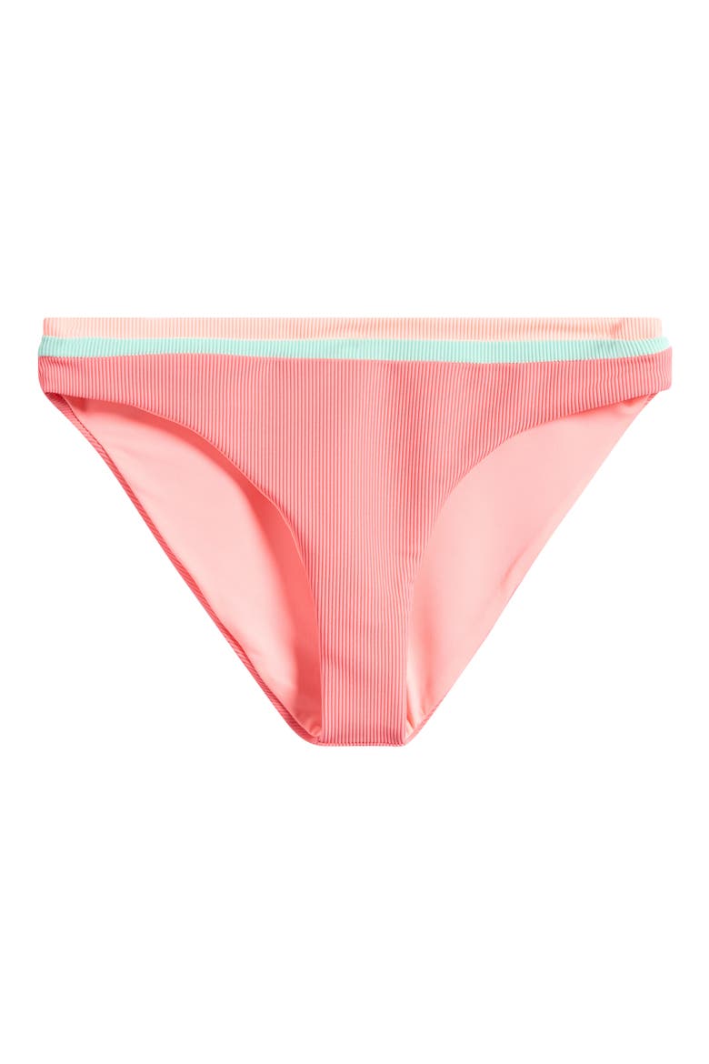 Saffron Rib Colorblock Bikini Bottoms, Alternate, color, GUAVA JELLY COLORBLOCK