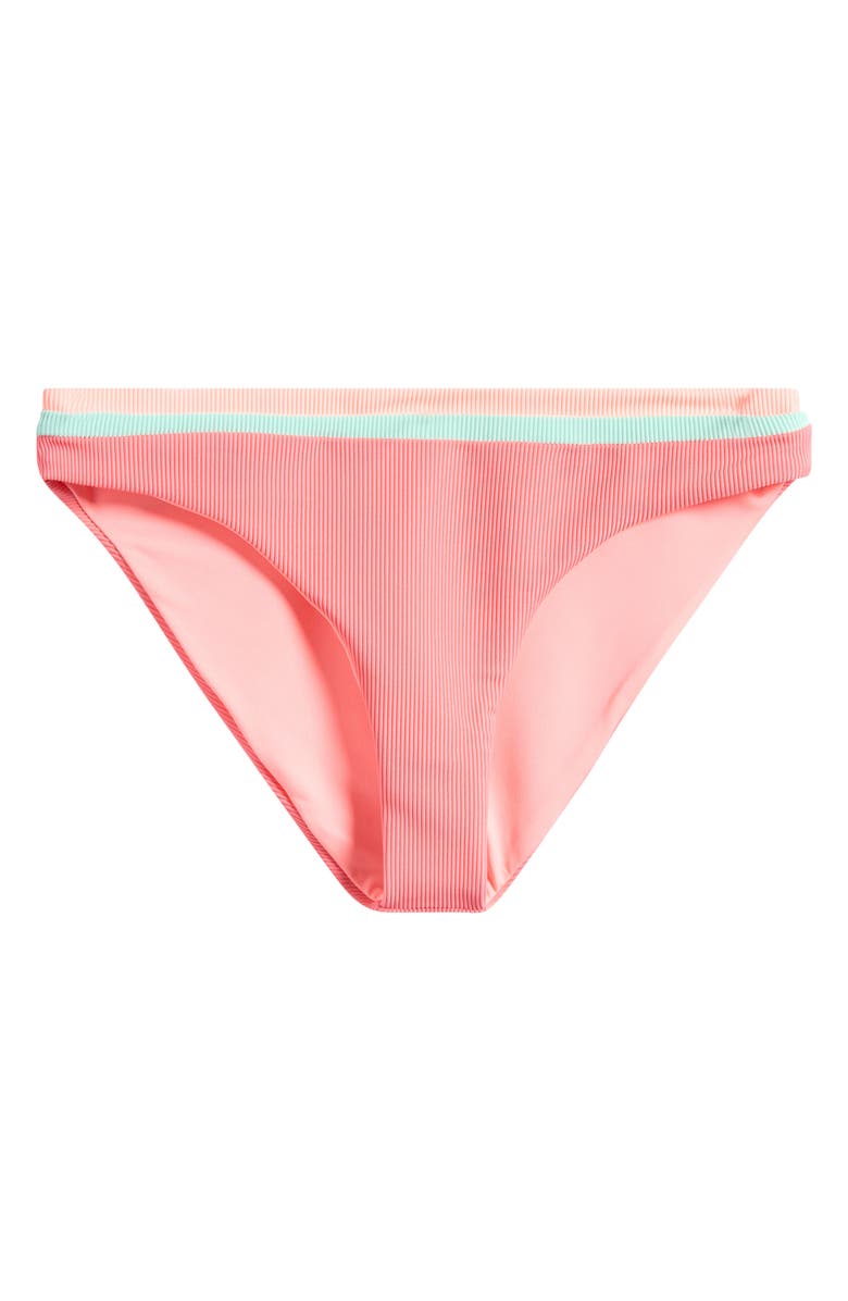 Beach Riot Saffron Rib Colorblock Bikini Bottoms, Alternate, color, Guava Jelly Colorblock