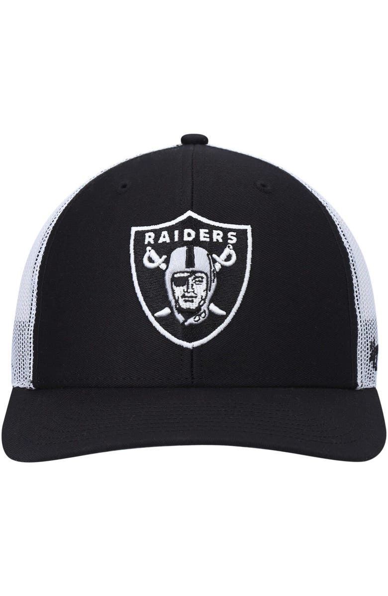 '47 Men's '47 Black/White Las Vegas Raiders Trucker Snapback Hat, Alternate, color,