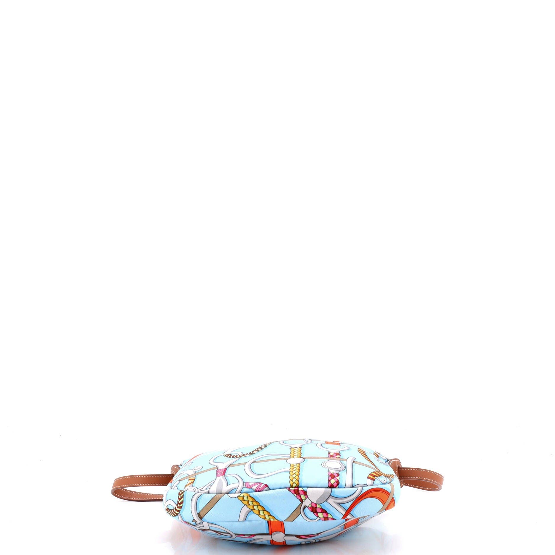 Pre-Owned Hermes Sursoie To Go Pouch Printed Silk and Leather, Alternate, color, Blue