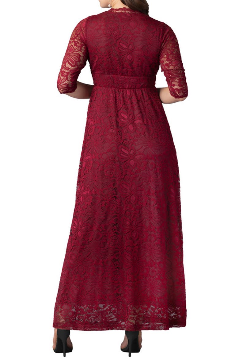 Maria Lace A-Line Evening Gown with Pockets, Alternate, color, Pinot Noir