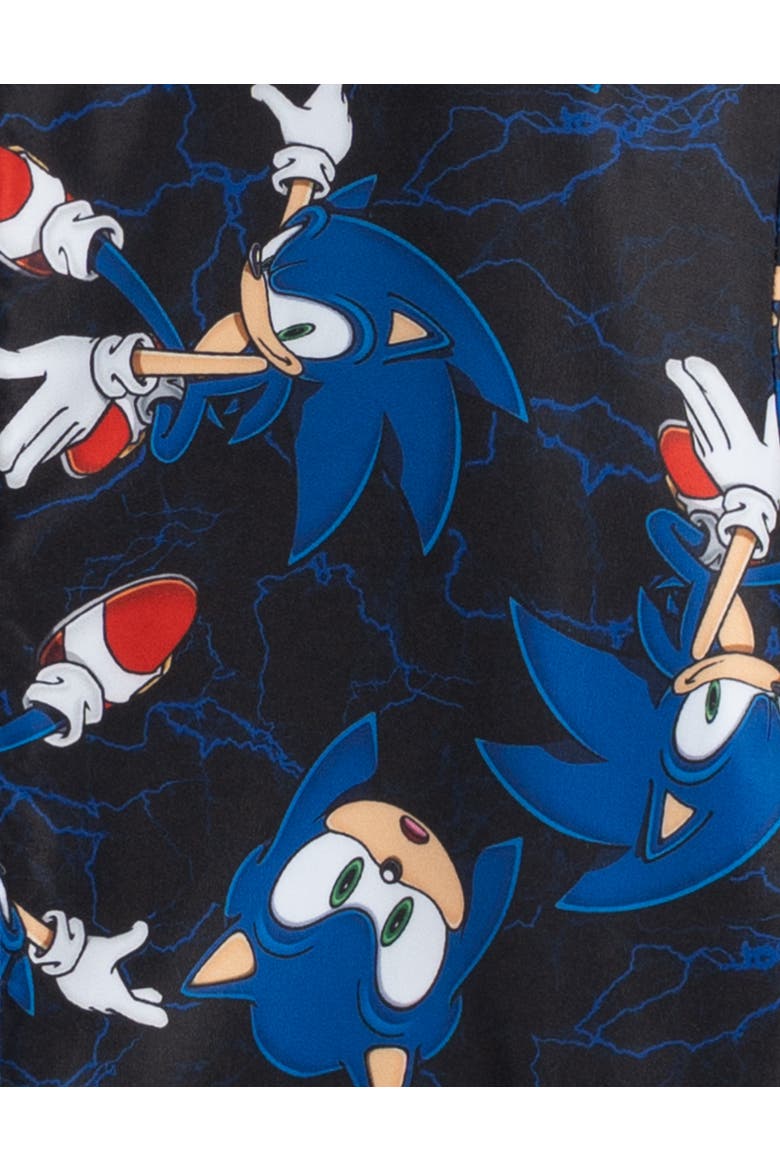 Sonic the Hedgehog Fleece Lined Rain Jacket, Alternate, color, Black Blue Sonic