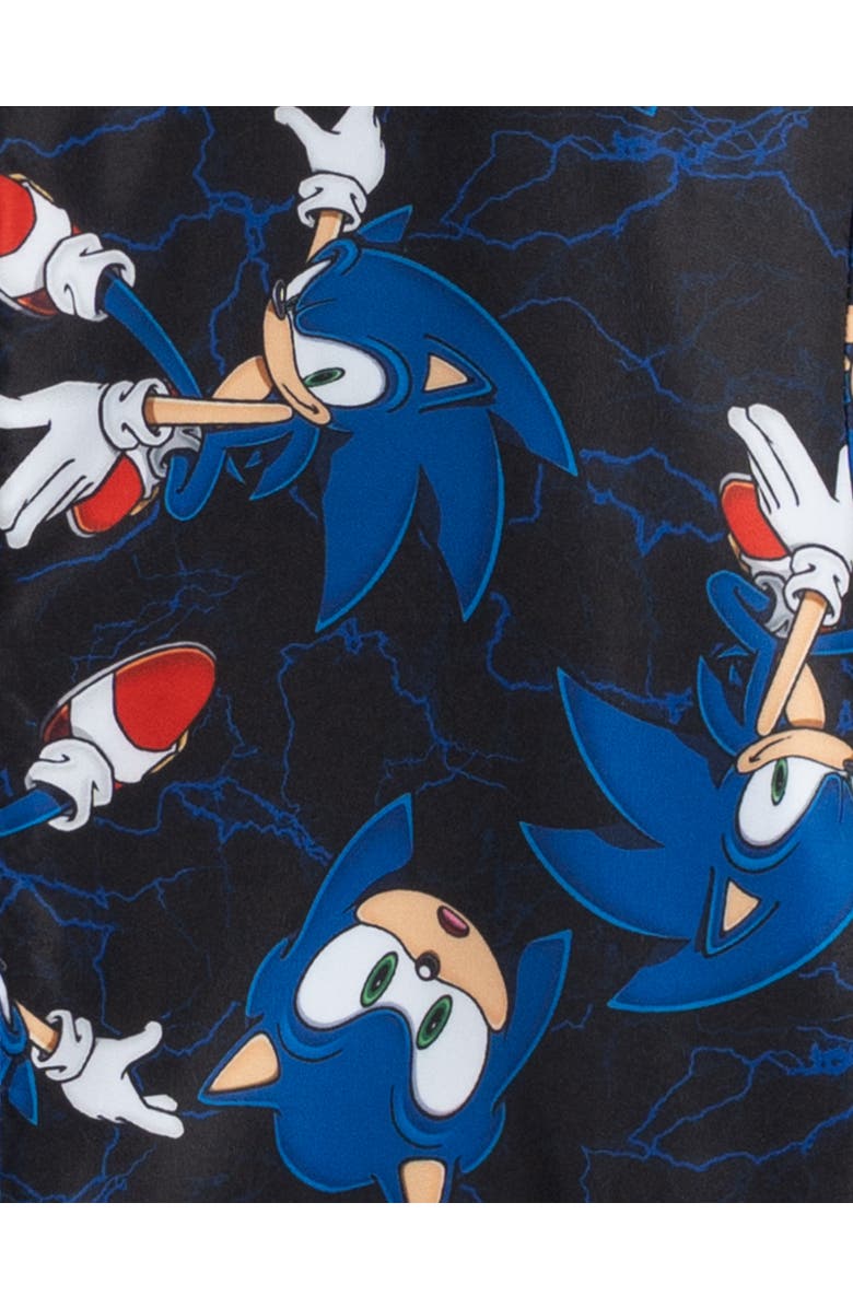 SEGA Sonic the Hedgehog Fleece Lined Rain Jacket, Alternate, color, Black Blue Sonic
