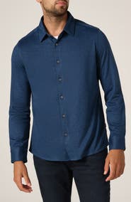 7 Diamonds Bowery Texture Knit Button-Up Shirt
