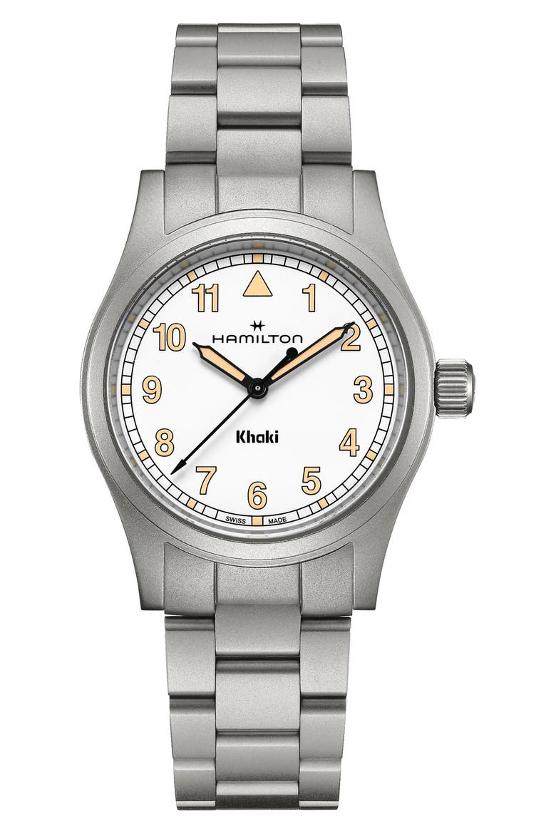 Khaki Field Bracelet Watch, 38mm, Main, color, WHITE