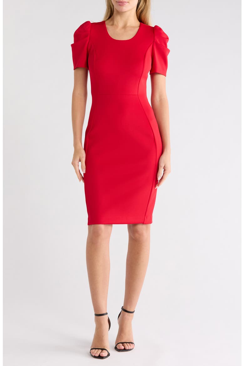 calvin klein winter dresses Short Sleeve Scuba Sheath Dress (Women) Length:65cm/25.6