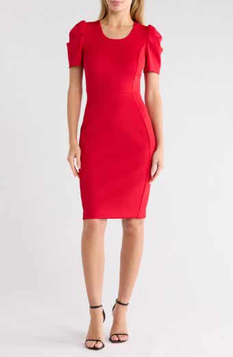 Short Sleeve Scuba Sheath Dress