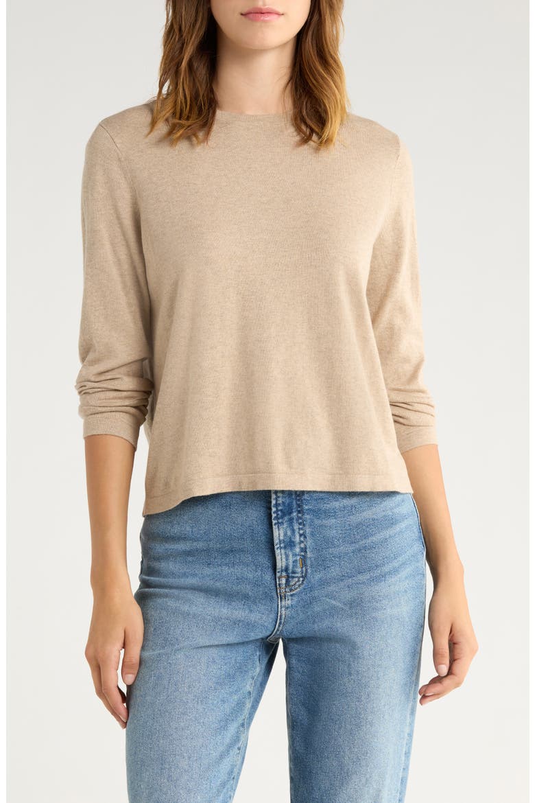 Cotton & Cashmere Top, Main, color, HEATHER OAT