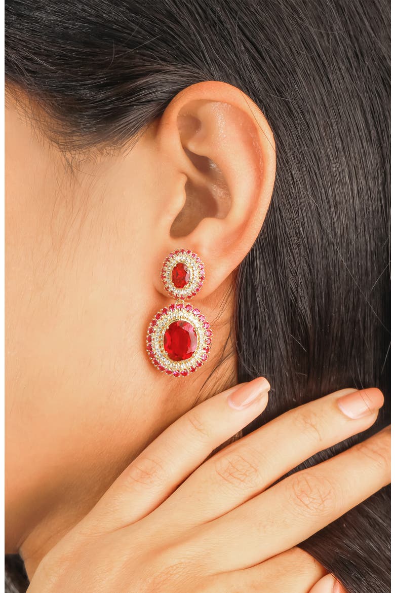Semiprecious Stone Drop Earrings, Alternate, color, PINK