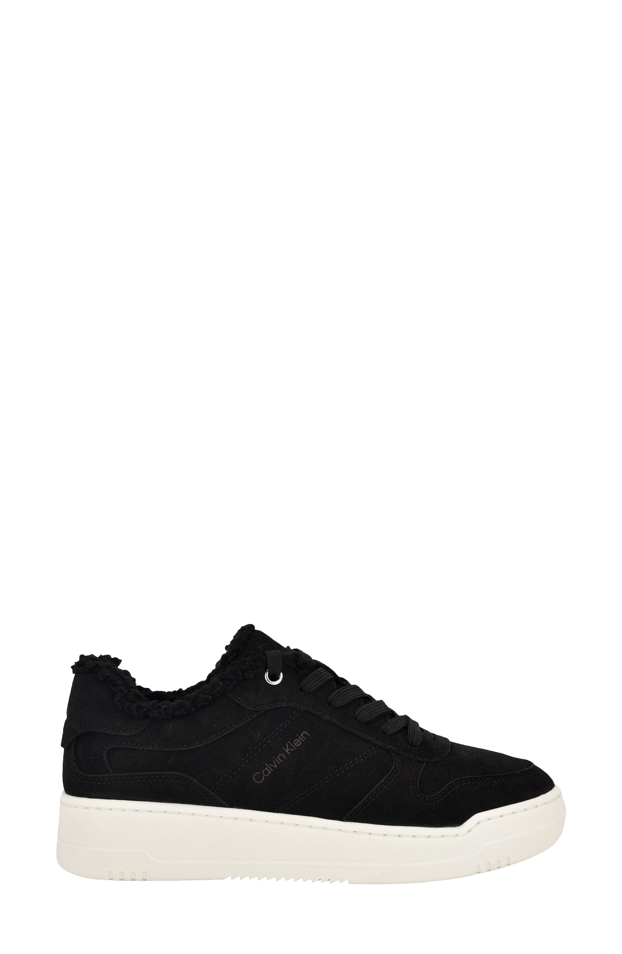 Calvin Klein Pozay Faux Shearling Sneaker, Alternate, color, Black