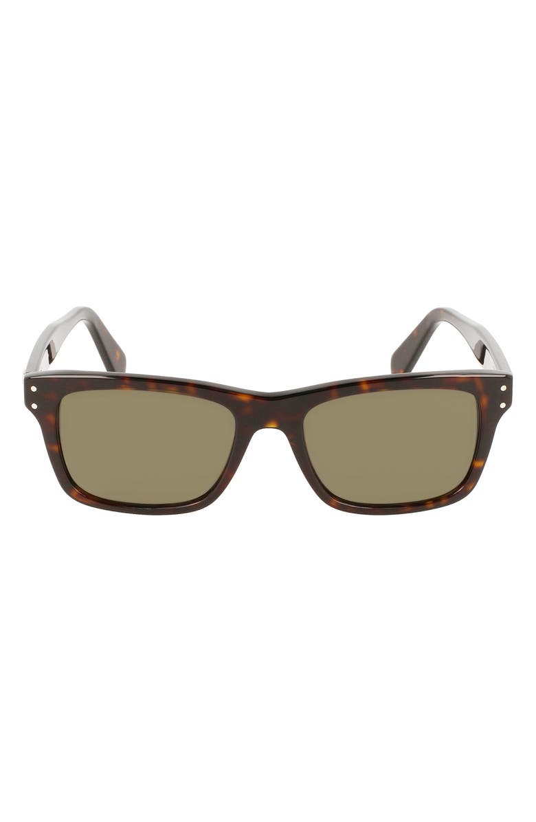 FERRAGAMO Gancini 54mm Rectangular Sunglasses, Main, color, Tortoise