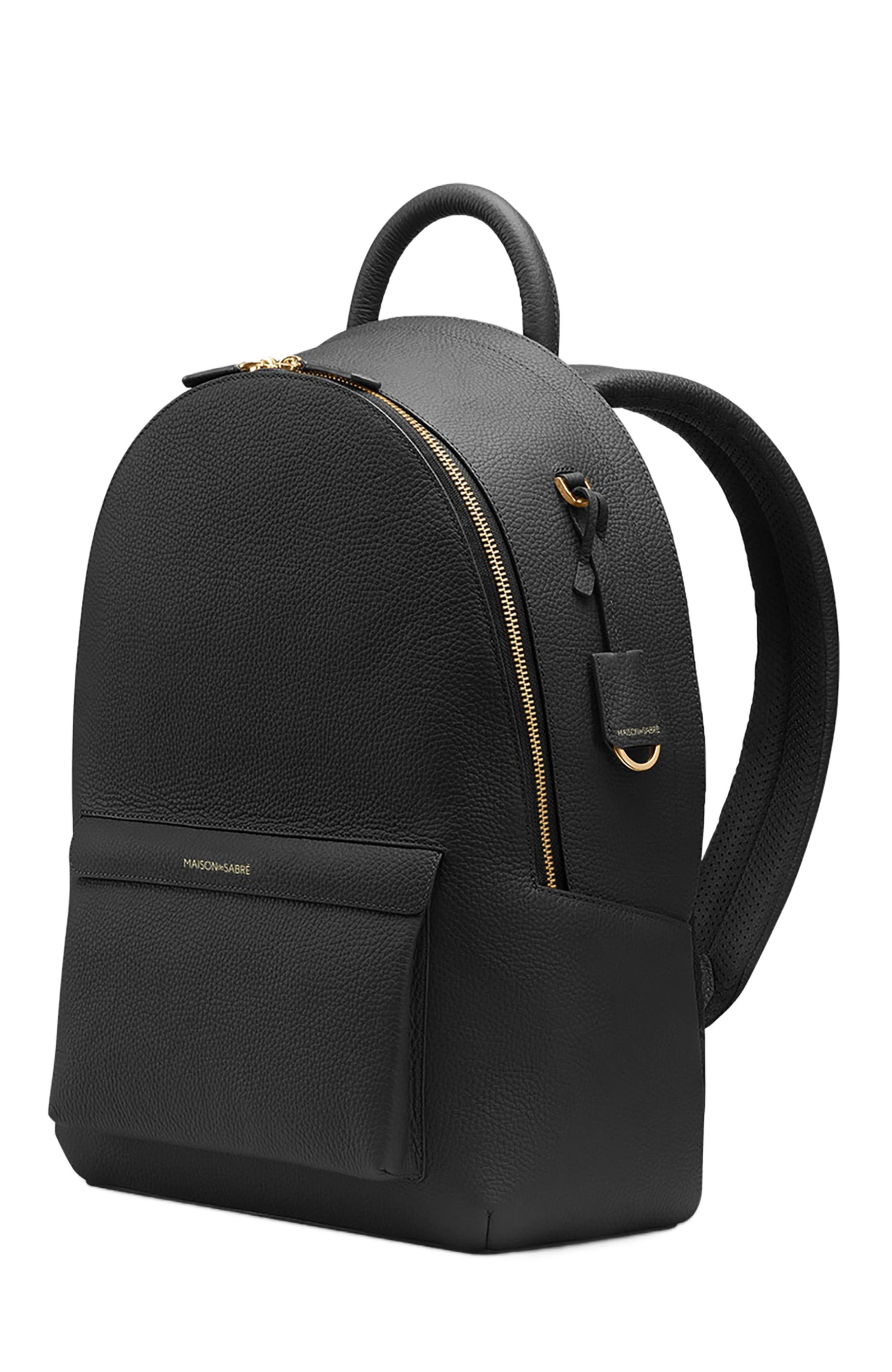 MAISON de SABRÉ Leather Backpack, Alternate, color, Black Caviar