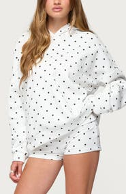 EDIKTED Chelsie Polka Dot Cotton Blend Hoodie