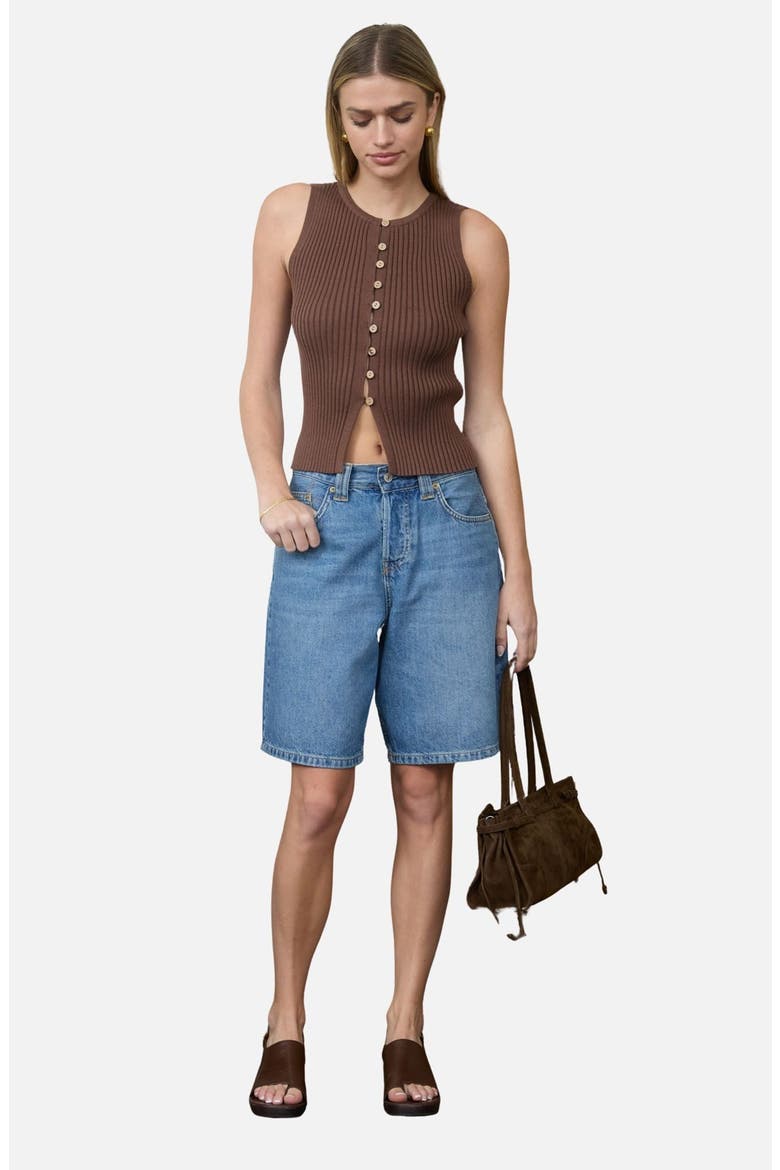 Rib Sleeveless Sweater, Alternate, color, BROWN