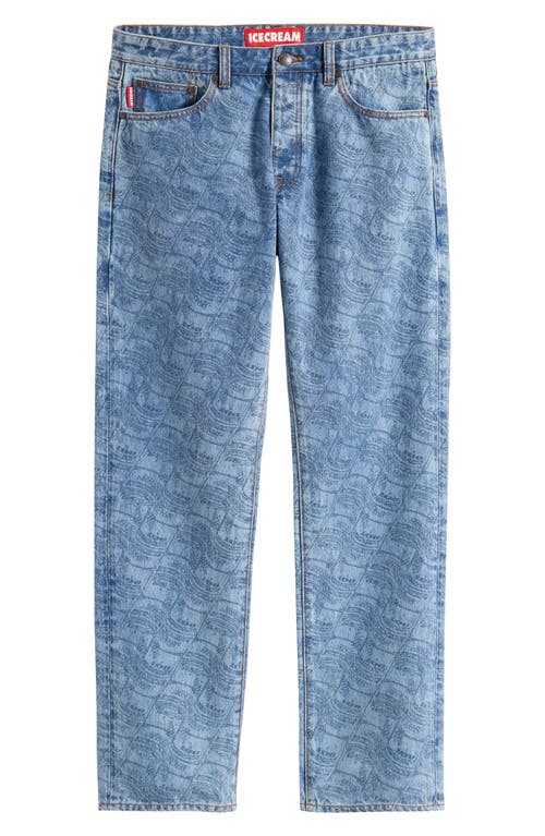 Icecream One Hundred Strawberry Straight Leg Jeans In Blue