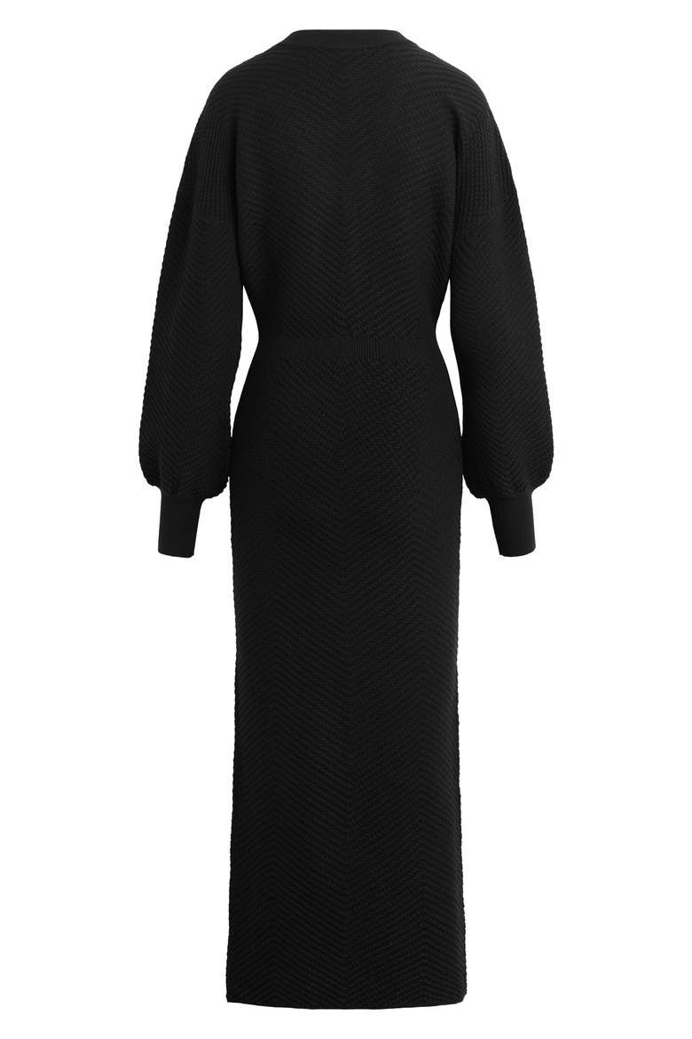 The Ava Long Sleeve Sweater Maxi Dress, Alternate, color, BLACK