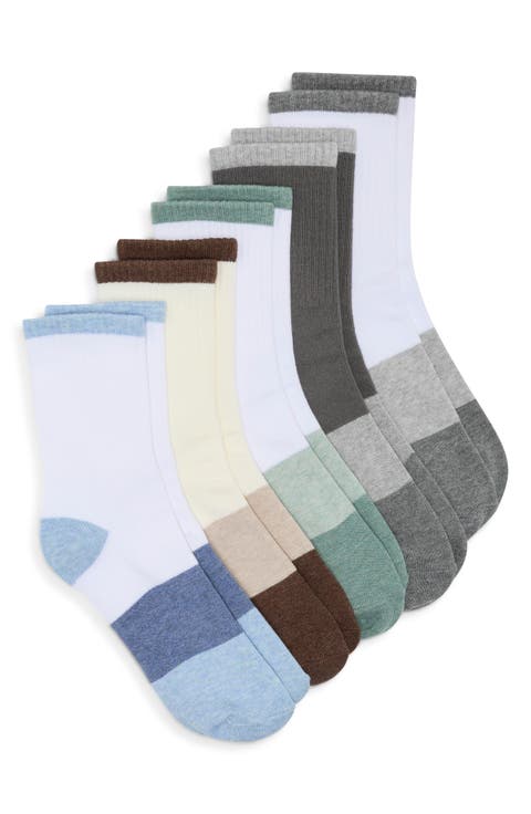 5-Pack Assorted Rib Half Crew Socks