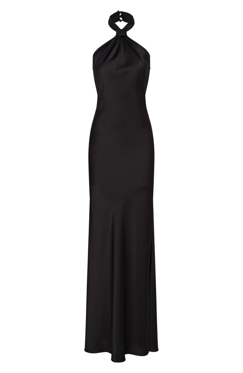 HALSTON Emie Satin Halter Gown, Alternate, color, 