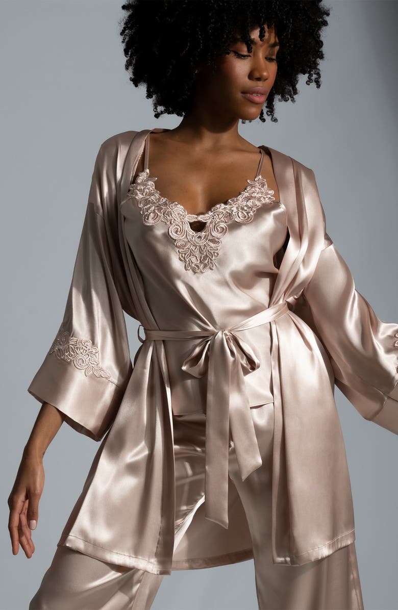 In Bloom by Jonquil Lace Appliqué Satin Cami Pajamas, Alternate, color, 