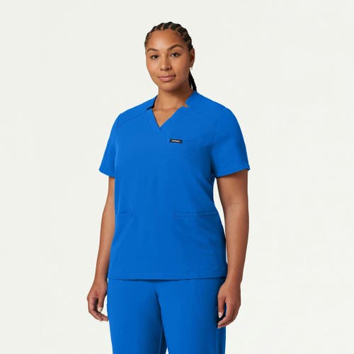 Jaanuu 3-pocket Classic Notched V-neck Scrub Top In Blue